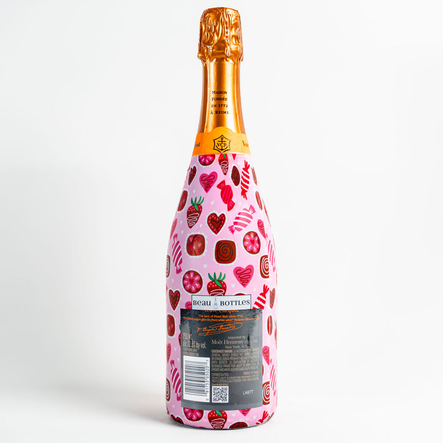 Limited Edition Amour Chocolat Bottle Wrap on Champagne Bottle
