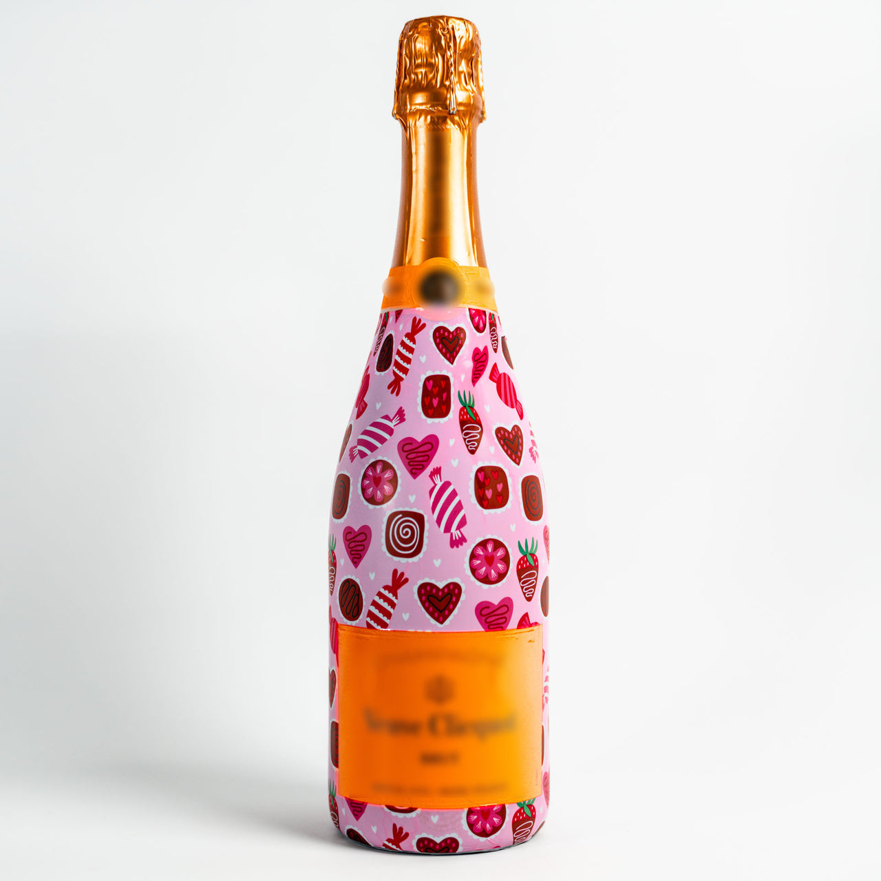 Limited Edition Amour Chocolat Bottle Wrap on Champagne Bottle