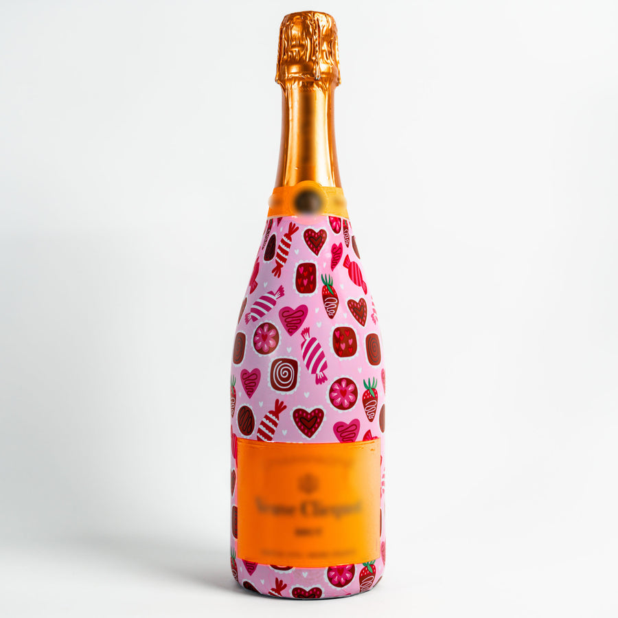Limited Edition Amour Chocolat Bottle Wrap on Champagne Bottle