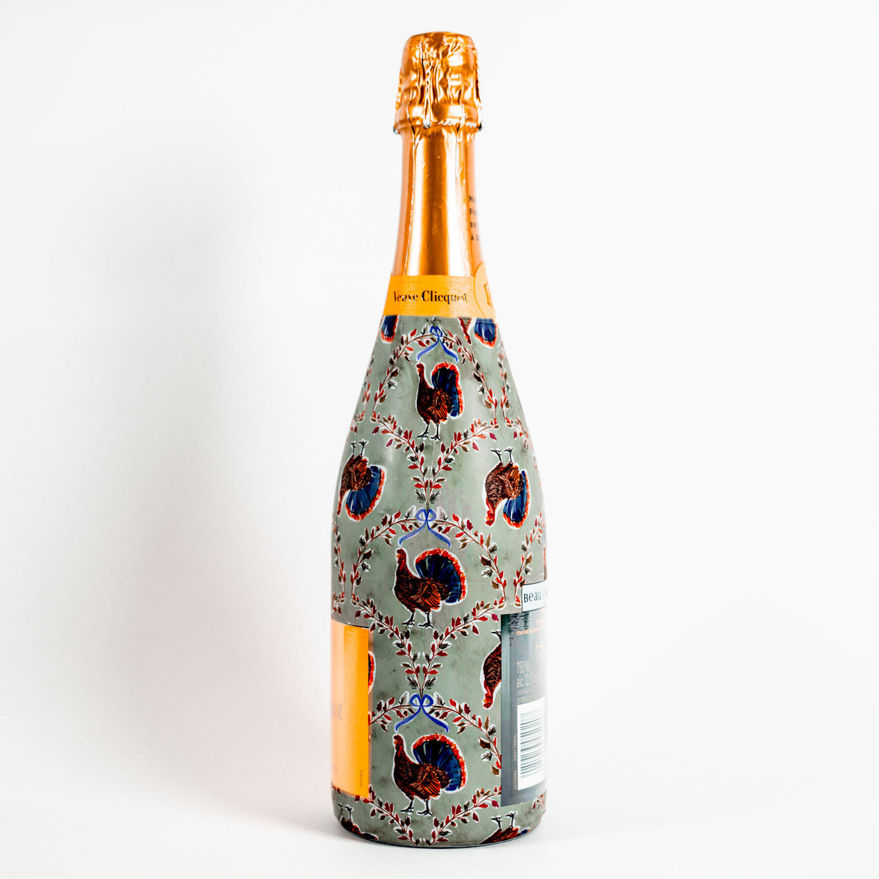 Autumn Turkey Trellis Bottle Wrap on Champagne Bottle