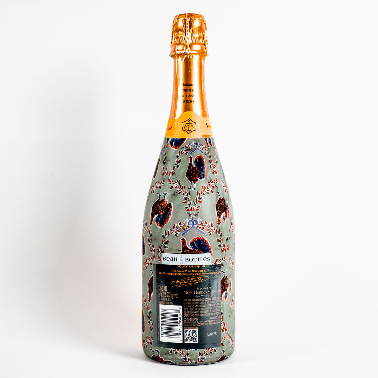 Autumn Turkey Trellis Bottle Wrap on Champagne Bottle