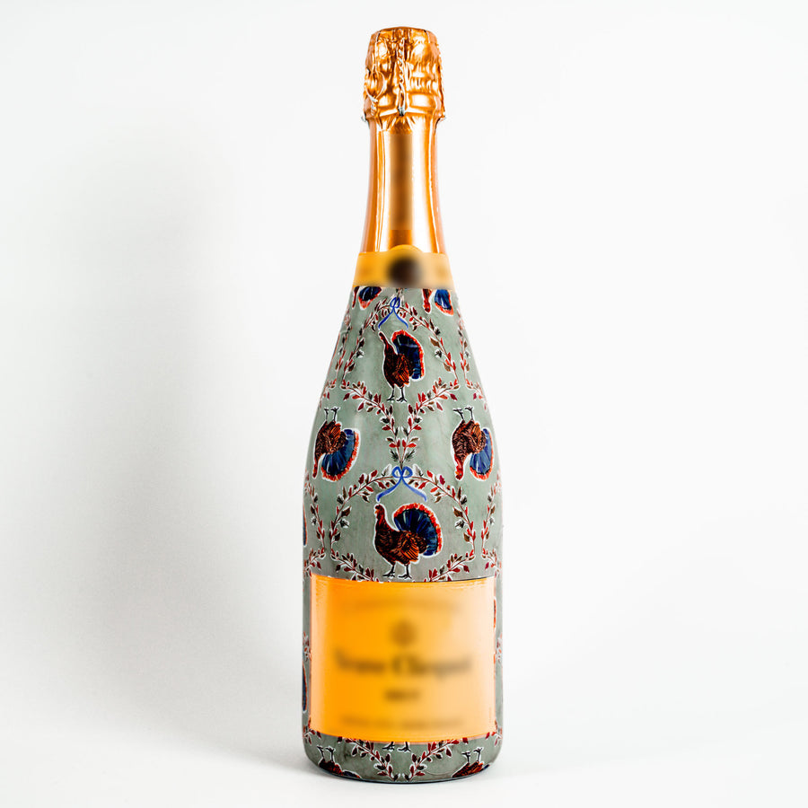 Autumn Turkey Trellis Bottle Wrap on Champagne Bottle