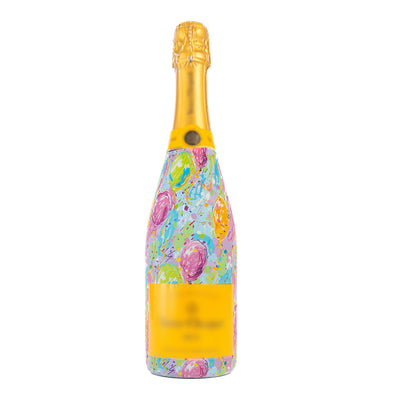 Happy Birthday Balloons Bottle Wrap on Champagne Bottle