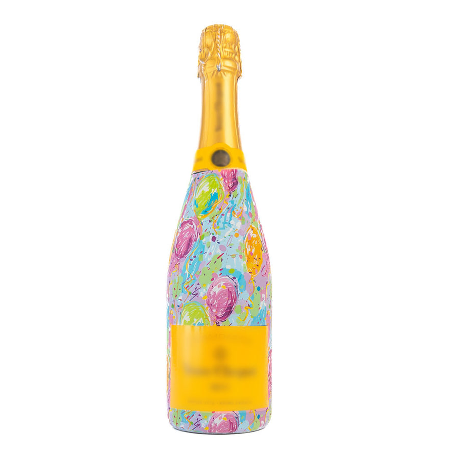 Happy Birthday Balloons Bottle Wrap on Champagne Bottle