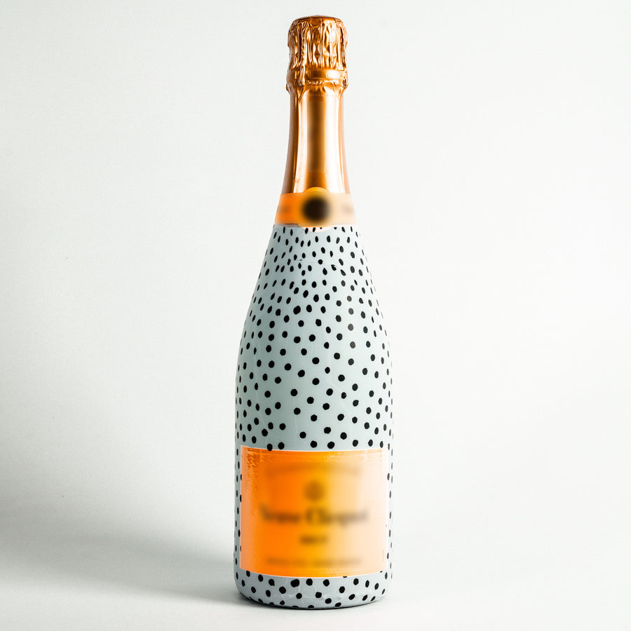 Black and White Dots – Champagne Collection Bottle Wrap on Champagne Bottle