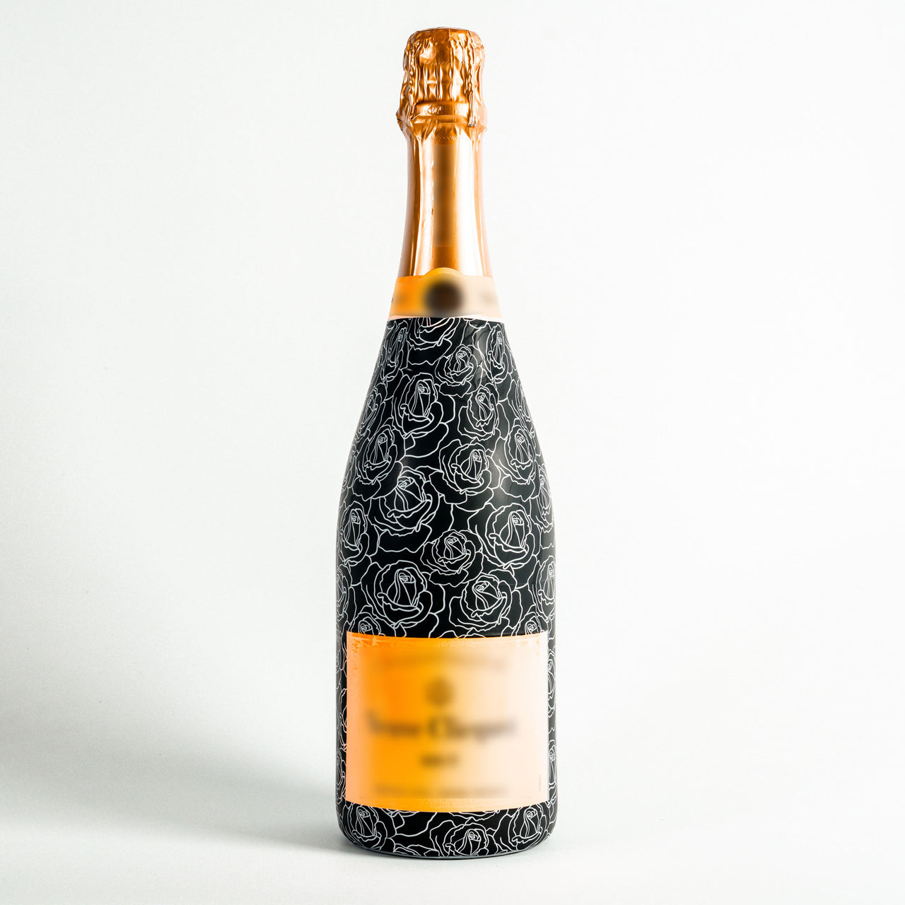 Black and White Roses – Champagne Collection Bottle Wrap on Champagne Bottle