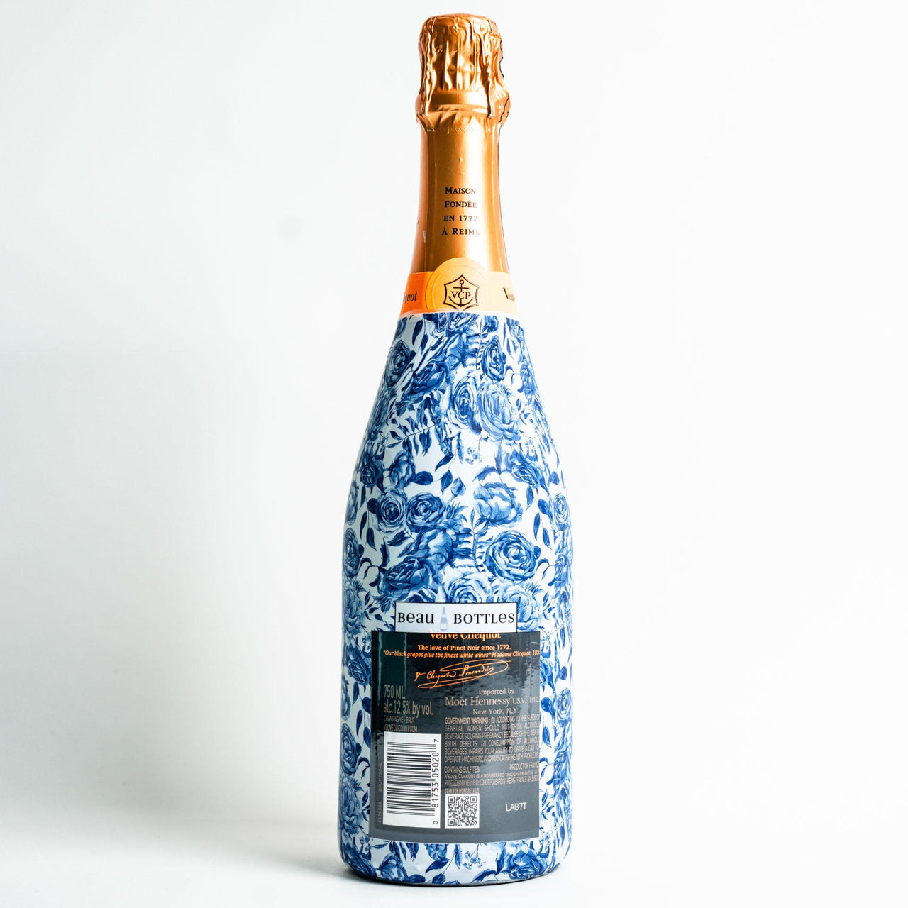 Beau Bottles Blue Porcelain Roses- Champagne Collection