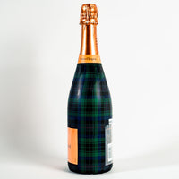 Thumbnail for Blue and Green Christmas Tartan Bottle Wrap on Champagne Bottle