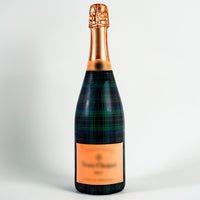 Thumbnail for Blue and Green Christmas Tartan Bottle Wrap on Champagne Bottle