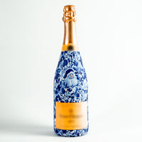 Thumbnail for Blue and White Santa Bottle Wrap on Champagne Bottle