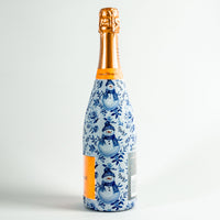 Thumbnail for Blue and White Snowman Bottle Wrap on Champagne Bottle