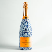 Thumbnail for Blue and White Snowman Bottle Wrap on Champagne Bottle