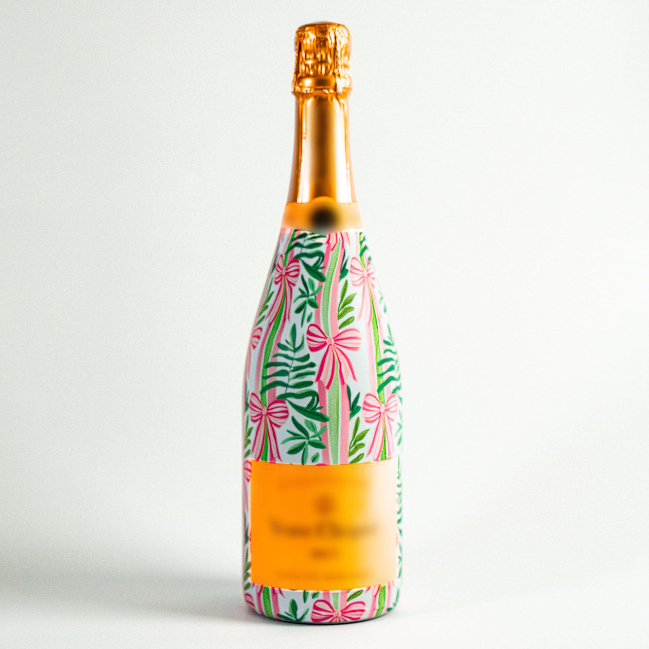 Bows of Joy Bottle Wrap on Champagne Bottle