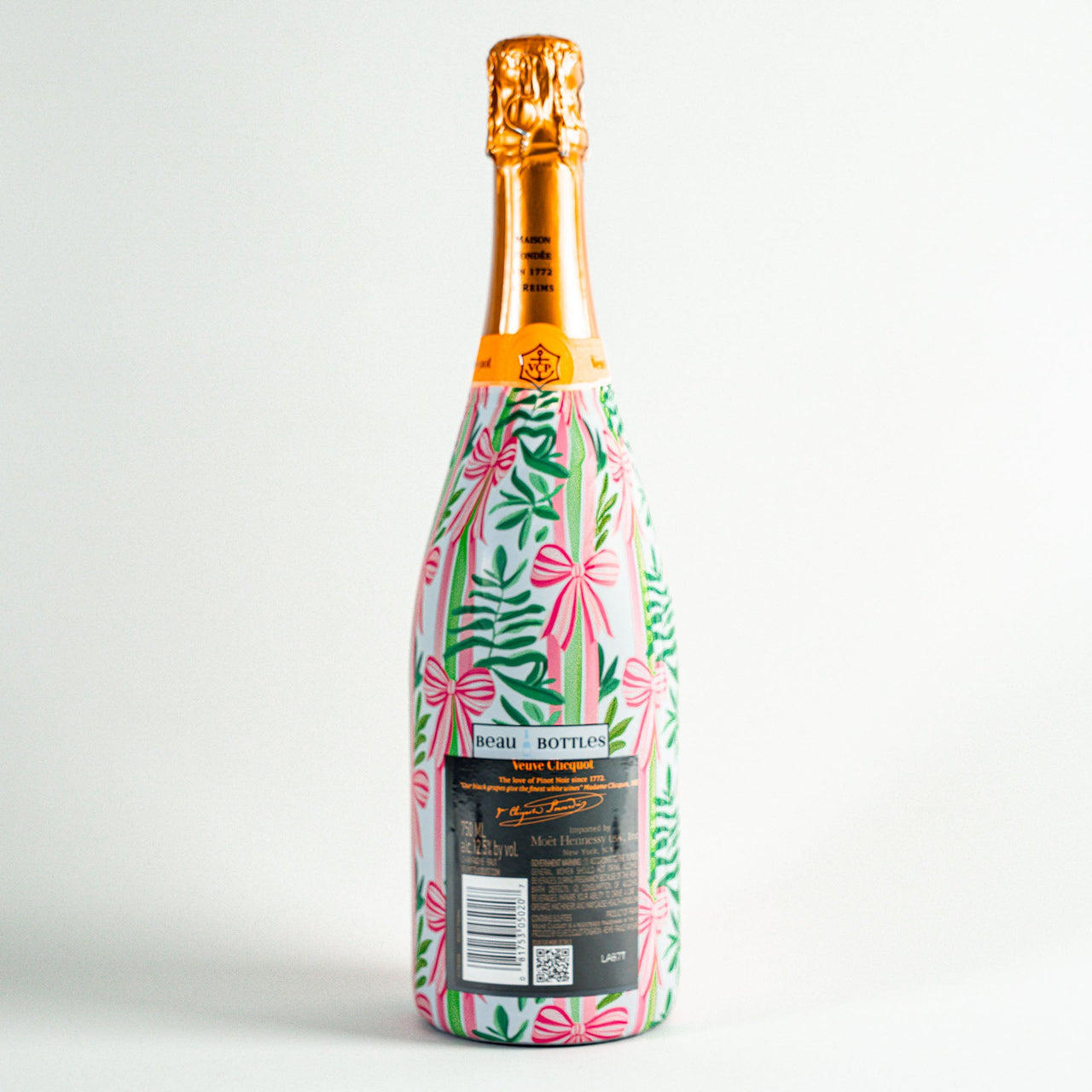 Bows of Joy Bottle Wrap on Champagne Bottle