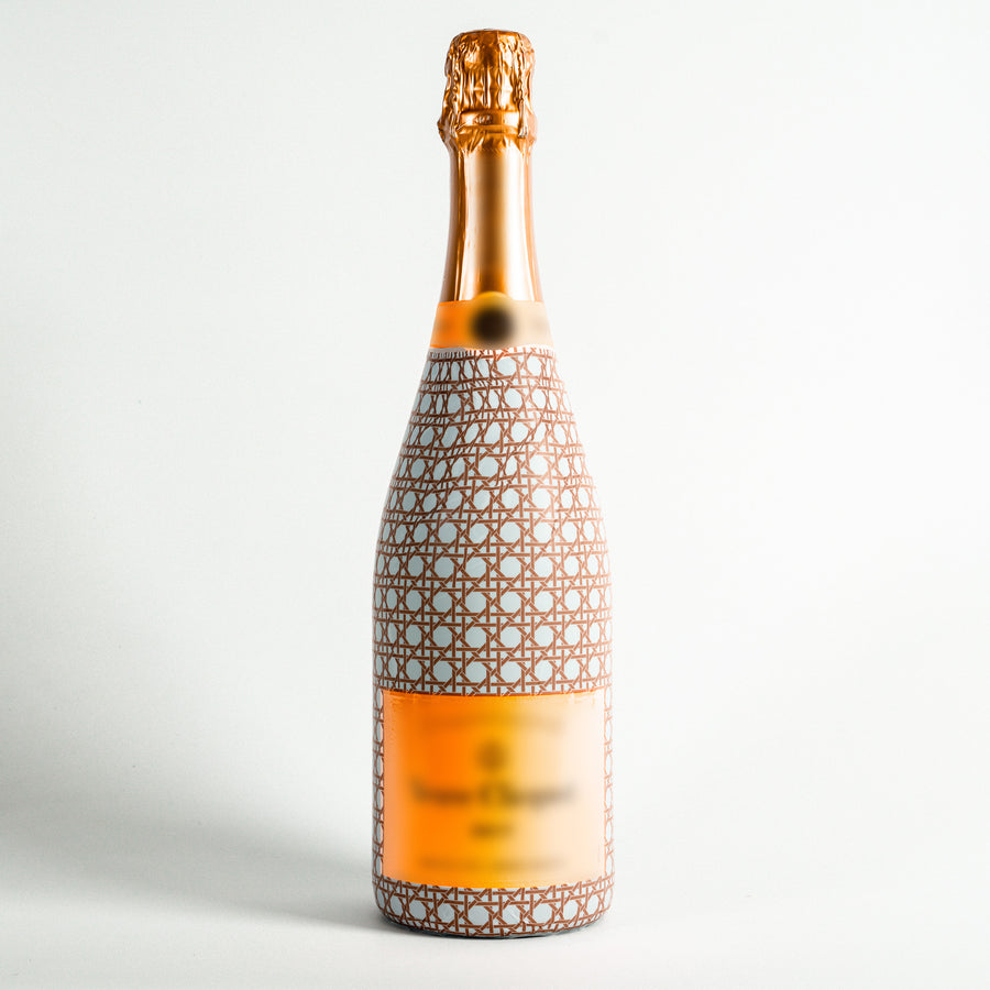Brown and White Cane – Champagne Collection Bottle Wrap on Champagne Bottle