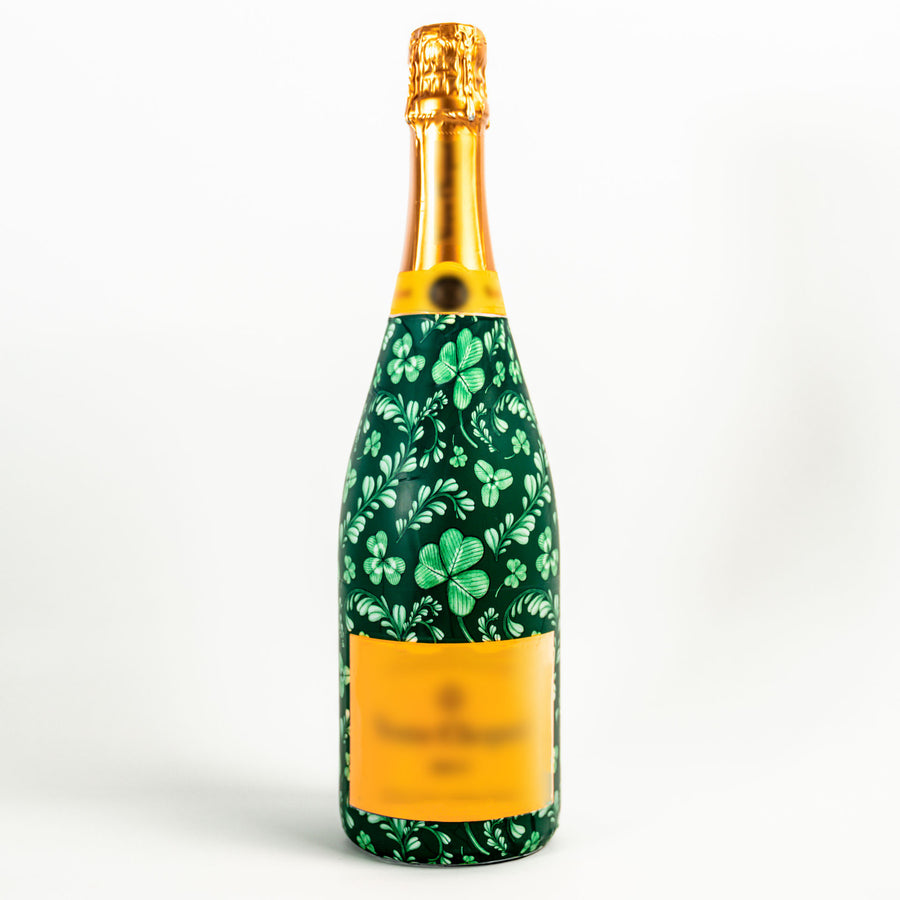 Limited Edition Clover and Charm Bottle Wrap on Champagne Bottle