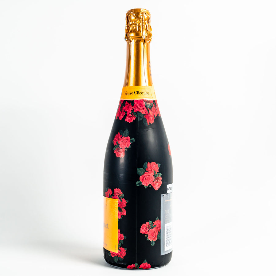 Crimson Roses Bottle Wrap on Champagne Bottle
