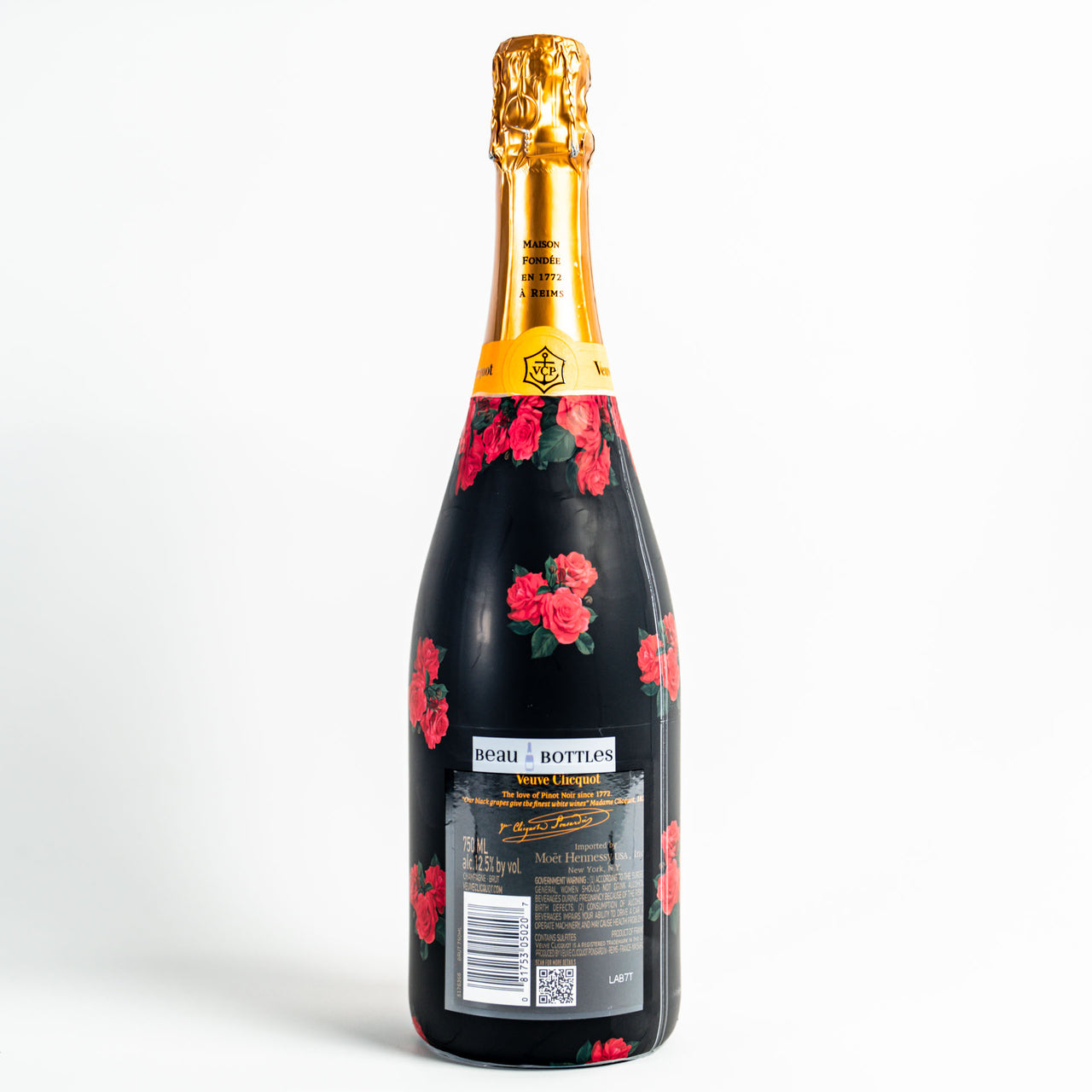 Crimson Roses Bottle Wrap on Champagne Bottle