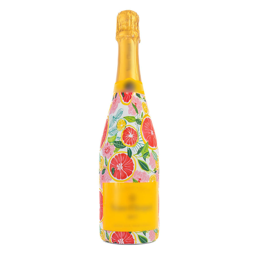 Preppy Grapefruits Bottle Wrap on Champagne Bottle