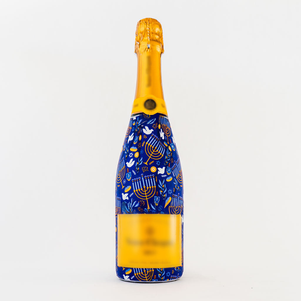 Limited Edition Hanukkah Bottle Wrap on Champagne Bottle