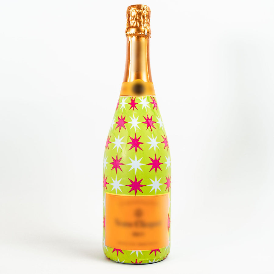 Lime Starburst Bottle Wrap on Champagne Bottle