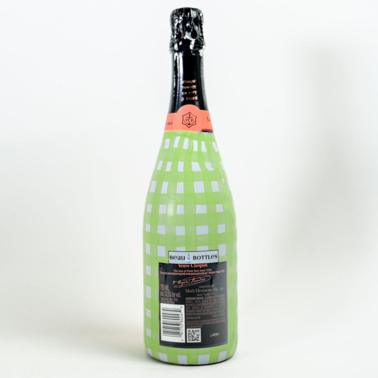 Matcha Lemonade Picnic Gingham Bottle Wrap on Champagne Bottle
