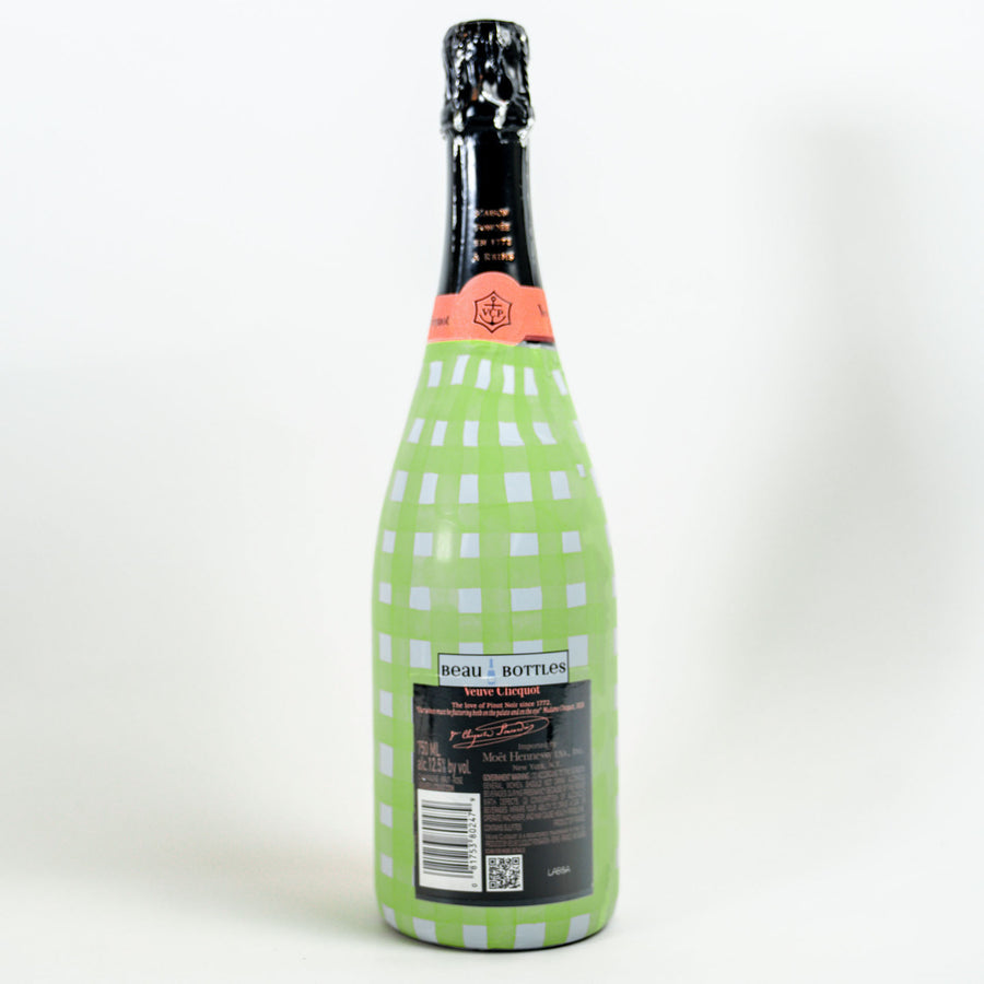 Matcha Lemonade Picnic Gingham Bottle Wrap on Champagne Bottle