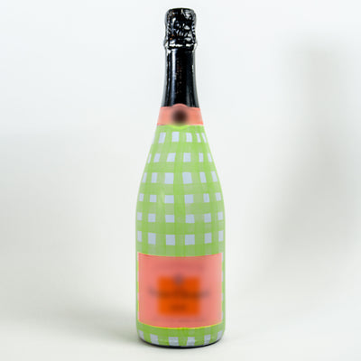 Matcha Lemonade Picnic Gingham Bottle Wrap on Champagne Bottle