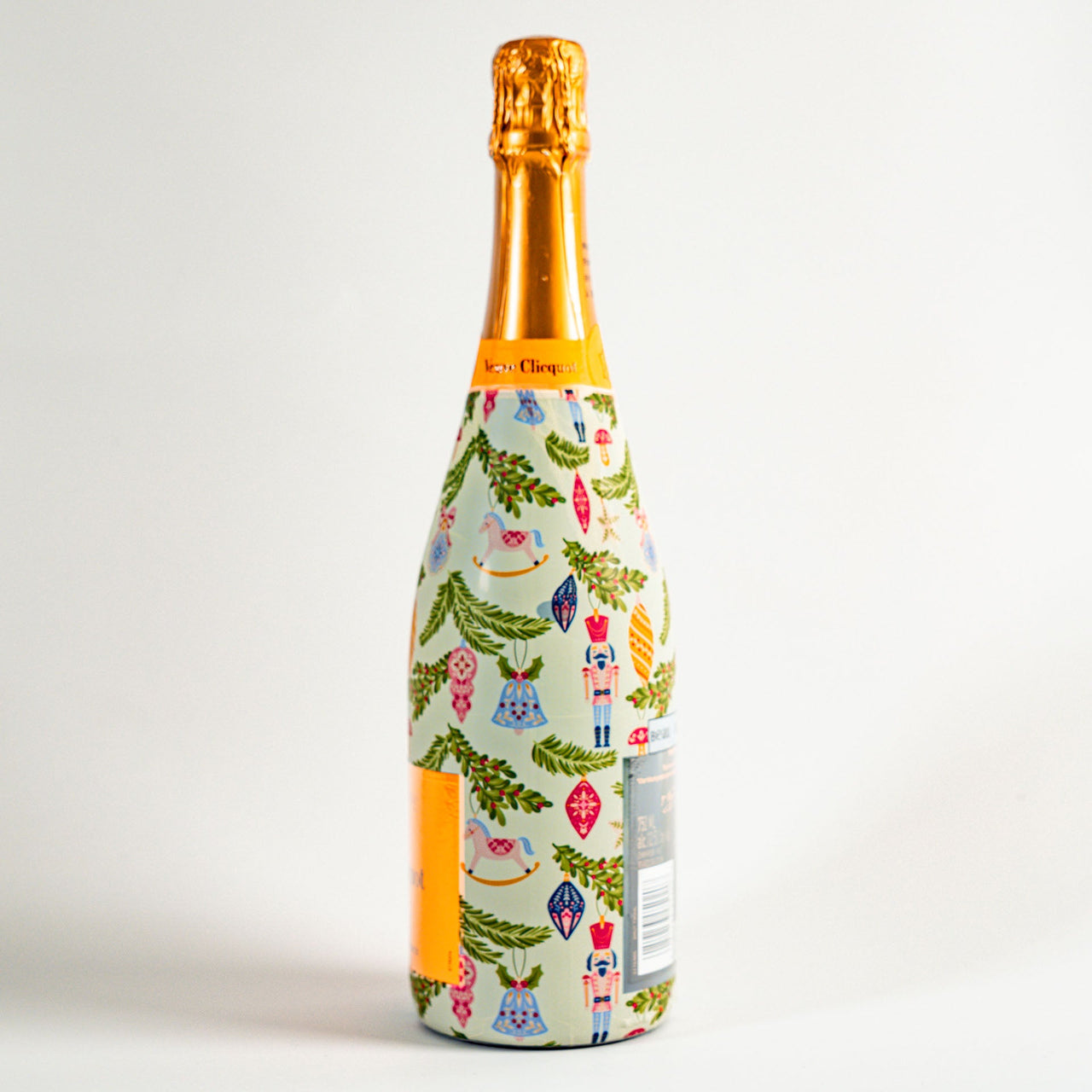 Merry Little Ornaments Bottle Wrap on Champagne Bottle