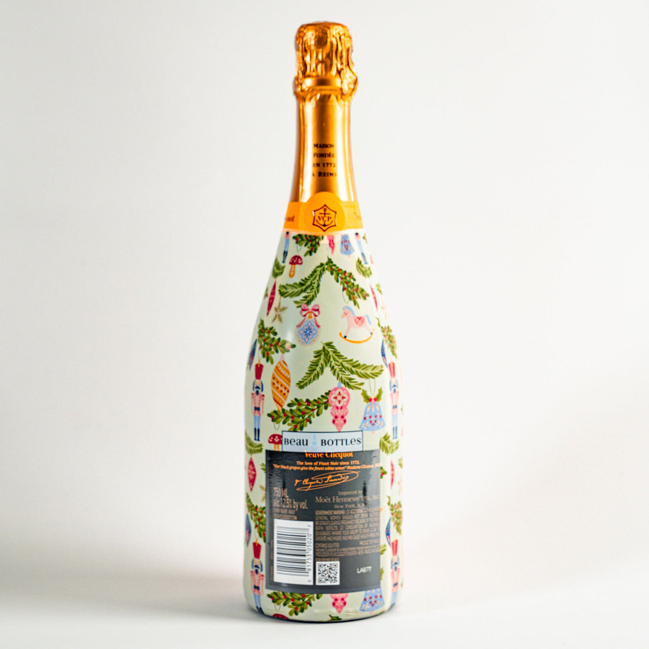 Merry Little Ornaments Bottle Wrap on Champagne Bottle