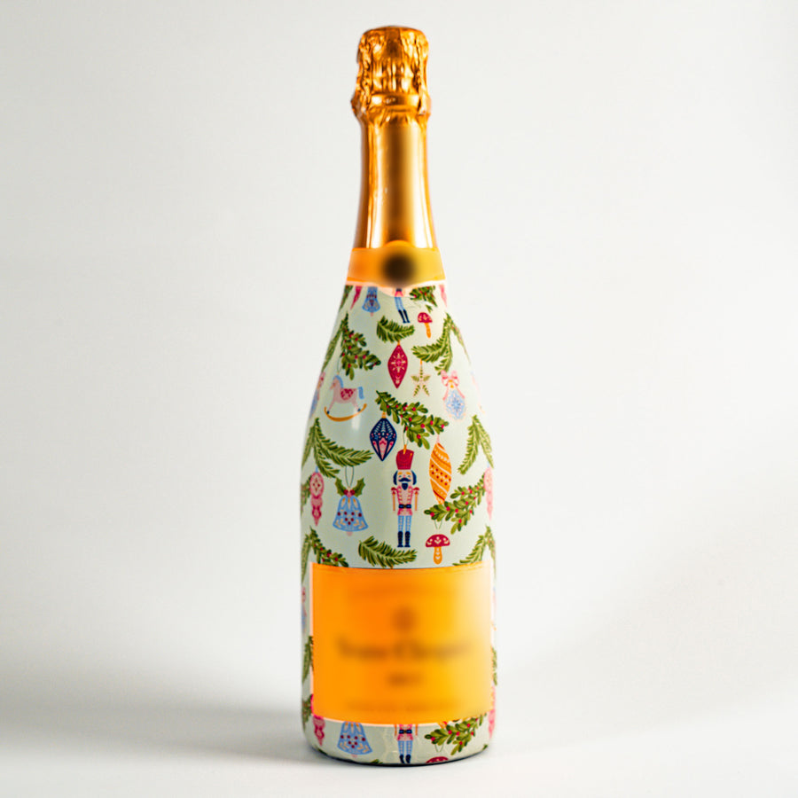 Merry Little Ornaments Bottle Wrap on Champagne Bottle