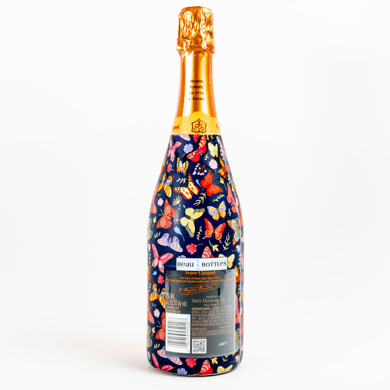 Midnight Butterfly Garden Bottle Wrap on Champagne Bottle