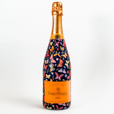 Midnight Butterfly Garden Bottle Wrap on Champagne Bottle