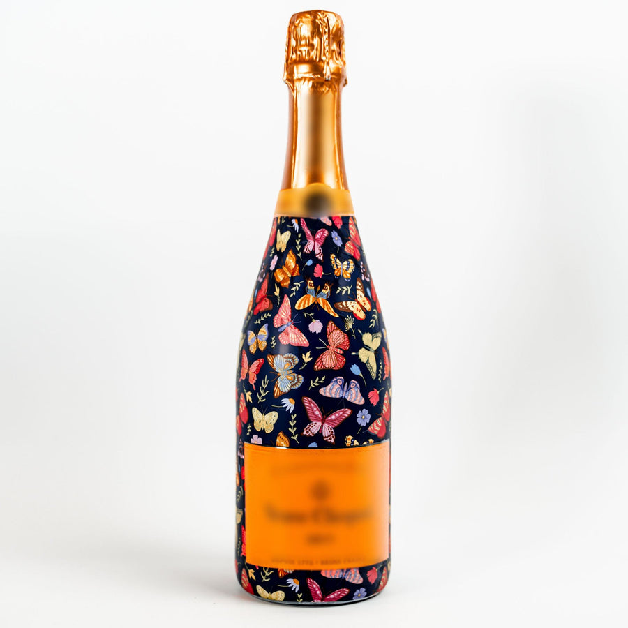 Midnight Butterfly Garden Bottle Wrap on Champagne Bottle