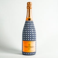 Thumbnail for Navy and White Cane – Champagne Collection Bottle Wrap on Champagne Bottle