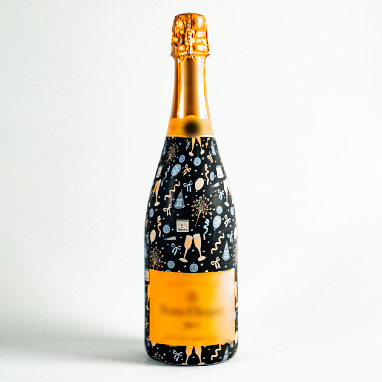 NYE Celebration Bottle Wrap on Champagne Bottle