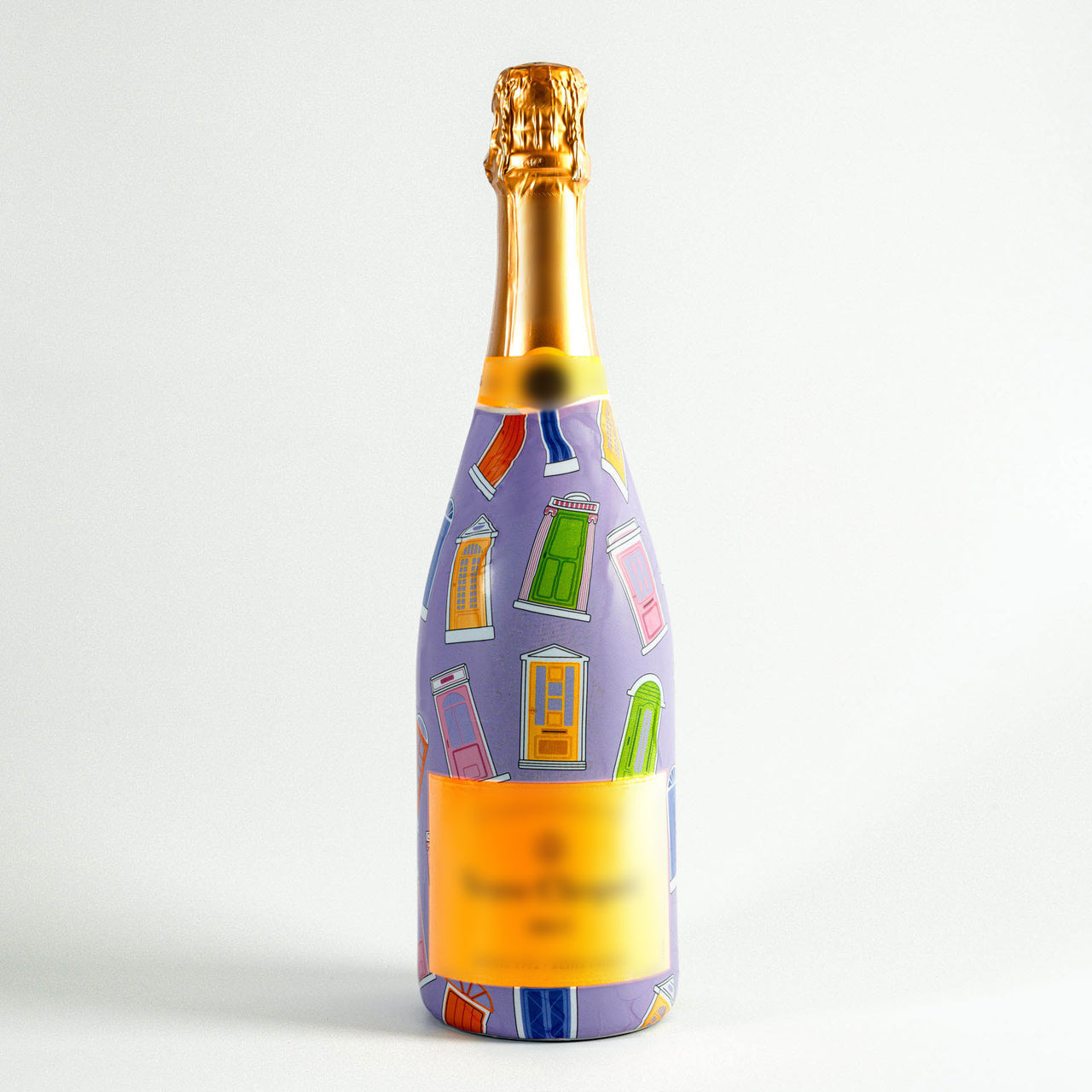 Notting Hill Doors Bottle Wrap on Champagne Bottle