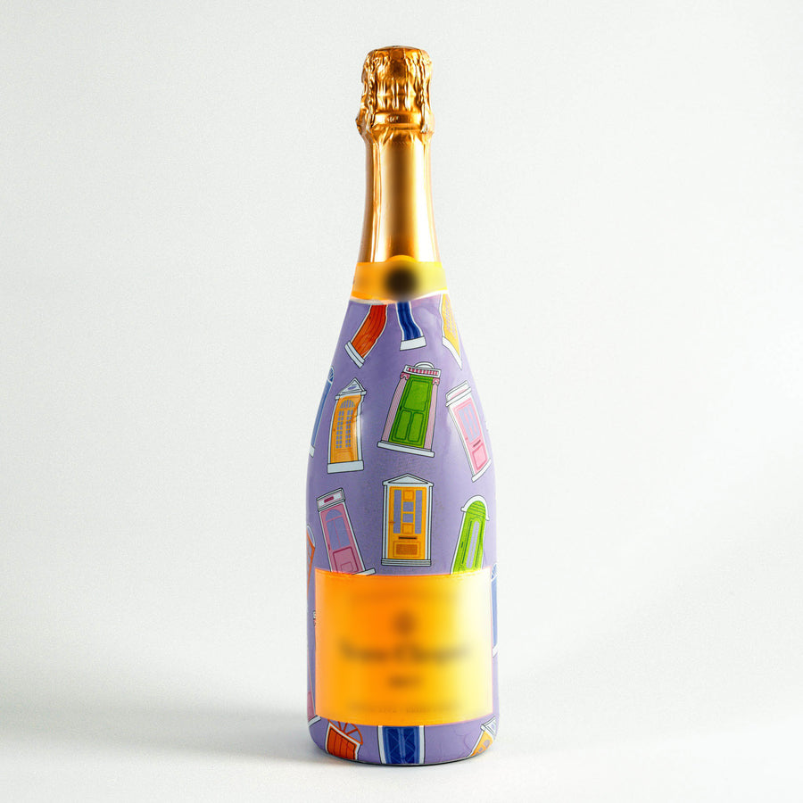 Notting Hill Doors Bottle Wrap on Champagne Bottle