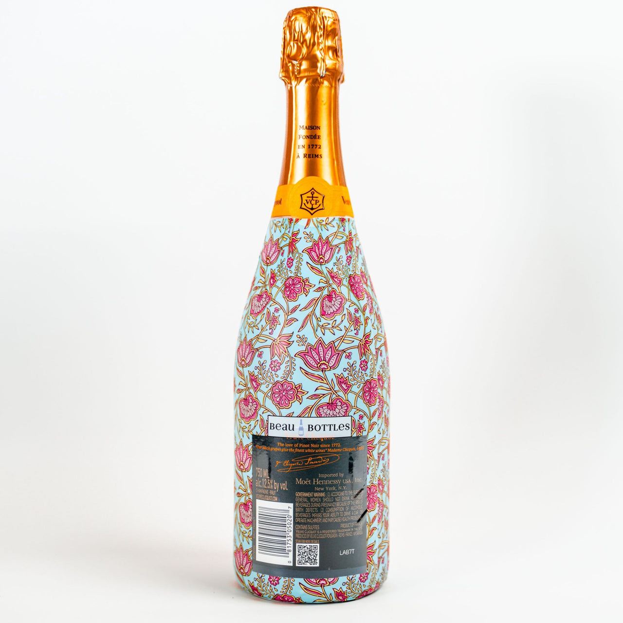 Pastel Spring Bloom Bottle Wrap on Champagne Bottle