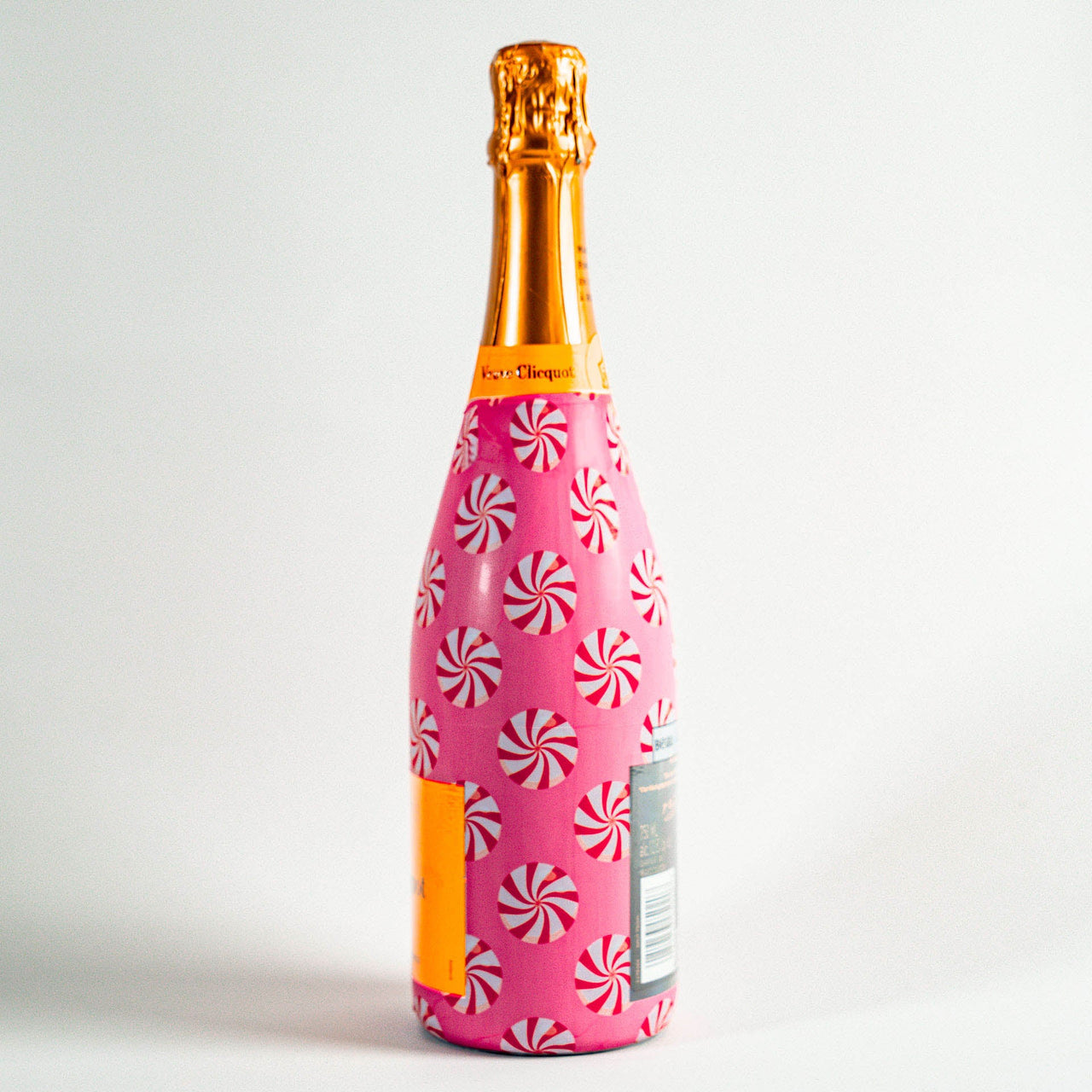 Peppermint Parade Bottle Wrap on Champagne Bottle