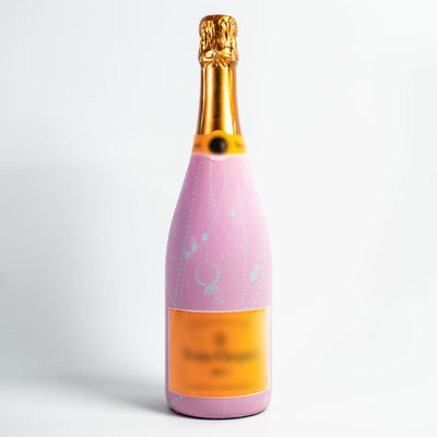 Pink Pearls and Prosecco Bottle Wrap on Champagne Bottle