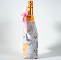 Thumbnail for Wrapido Watercolor Pink Santa Bottle Wrap & Bougie Bow Matching Set on Champagne Bottle