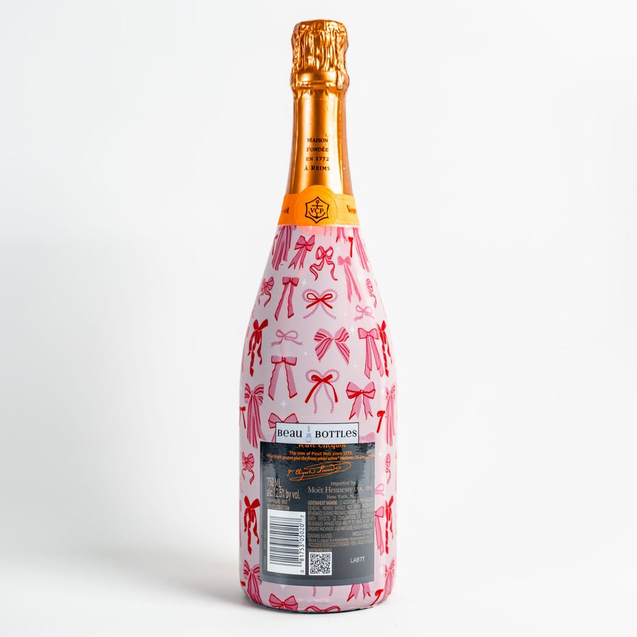 Pretty in Bows Bottle Wrap on Champagne Bottle