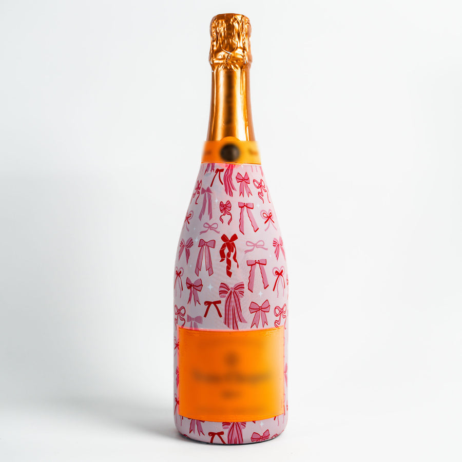 Pretty in Bows Bottle Wrap on Champagne Bottle