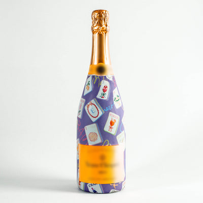 Purple Mahjong Bottle Wrap on Champagne Bottle