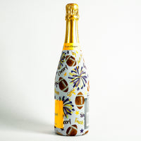 Thumbnail for Purple and Yellow Game Day Bottle Wrap on Champagne Bottle