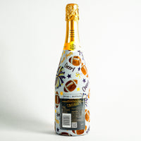 Thumbnail for Purple and Yellow Game Day Bottle Wrap on Champagne Bottle