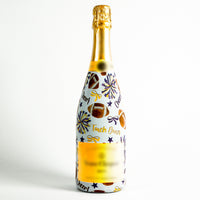 Thumbnail for Purple and Yellow Game Day Bottle Wrap on Champagne Bottle