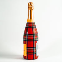 Thumbnail for Red and Green Christmas Tartan Bottle Wrap on Champagne Bottle