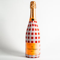 Thumbnail for Red and White Gingham – Champagne Collection Bottle Wrap on Champagne Bottle